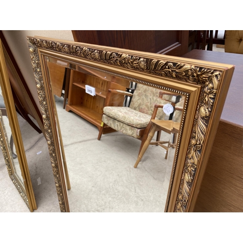 2450 - A  MODERN GILT FRAMED WALL MIRROR, 38X26