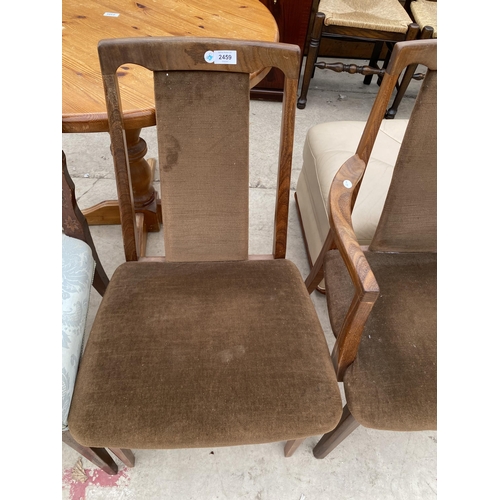 2459 - A G-PLAN VAN DYKE BROWN CARVER CHAIR AND DINING CHAIR