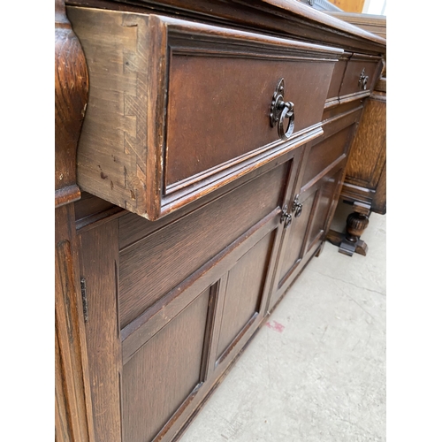 2465 - AN EARLY 20TH CENTURY OAK SIDEBOARD BY 'INGLESANTS OF LEICESTER', 56