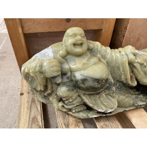 1201A - A LARGE STONE GARDEN BUDDAH FIGURE (L:75CM)