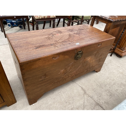 2485 - A MID 20TH CENTURY CAMPHOR WOOD BLANKET CHEST WITH INTERNAL SLIDE, 44