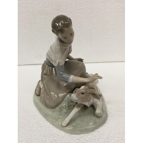 780 - A LLADRO FIGURE 'CARESSING A LITTLE CALF' FINGERS A/F