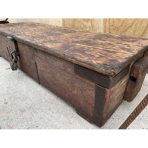 1211 - A VINTAGE WOODEN JOINERS CHEST WITH SECTIONAL STORAGE AND AN ASSORTMENT OF TOOLS TO INCLUDE SPANNERS... 