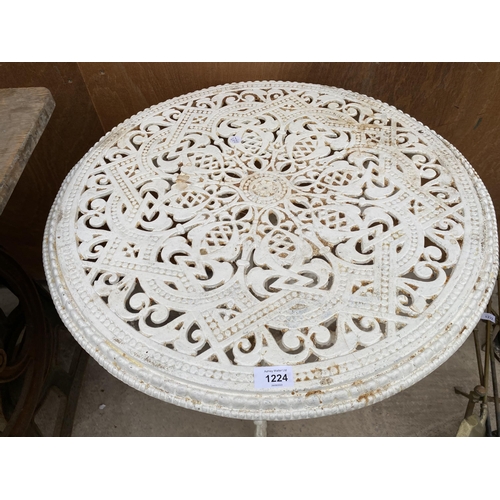 1224 - A WHITE CAST ALLOY BISTRO TABLE