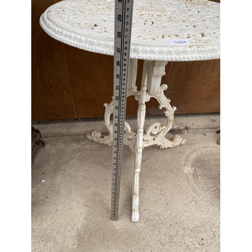 1224 - A WHITE CAST ALLOY BISTRO TABLE