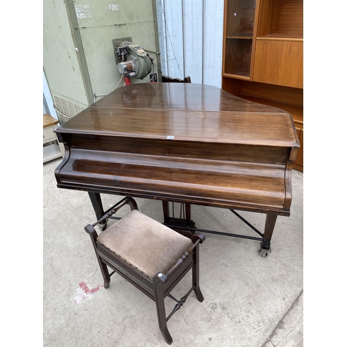 2468 - A MAHOGANY BABY GRAND PIANO 'MONINGTON & WESTON' NO.53694 AND A PIANO STOOL