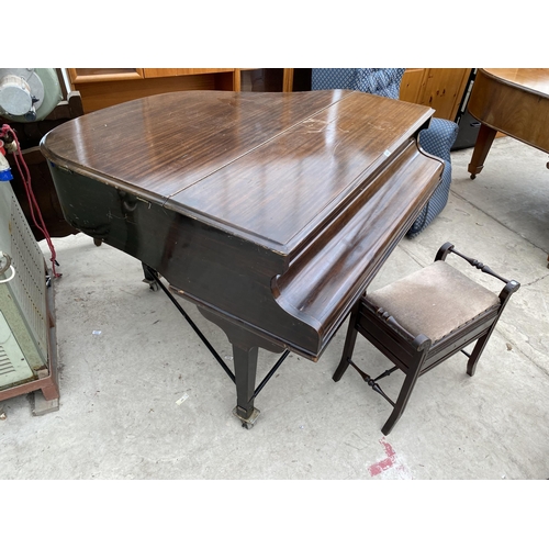 2468 - A MAHOGANY BABY GRAND PIANO 'MONINGTON & WESTON' NO.53694 AND A PIANO STOOL