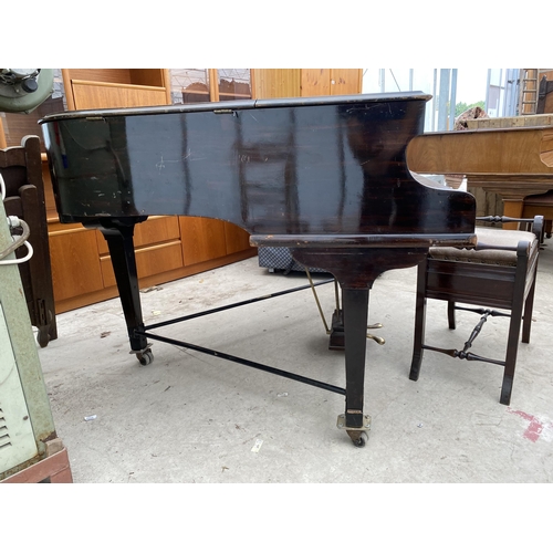 2468 - A MAHOGANY BABY GRAND PIANO 'MONINGTON & WESTON' NO.53694 AND A PIANO STOOL