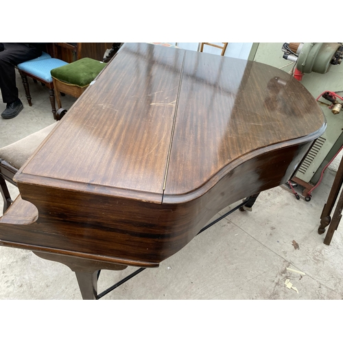 2468 - A MAHOGANY BABY GRAND PIANO 'MONINGTON & WESTON' NO.53694 AND A PIANO STOOL