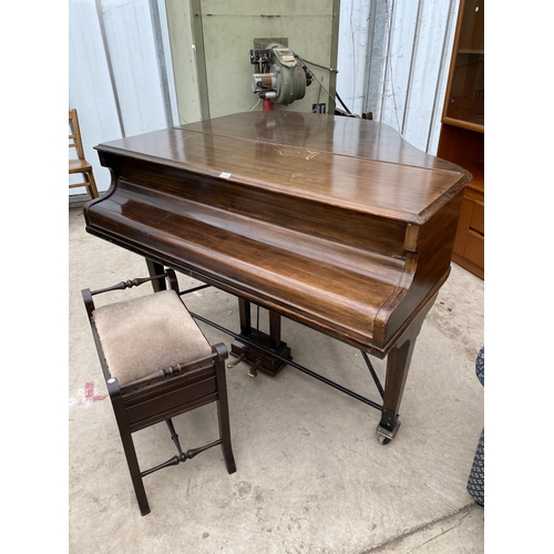 2468 - A MAHOGANY BABY GRAND PIANO 'MONINGTON & WESTON' NO.53694 AND A PIANO STOOL