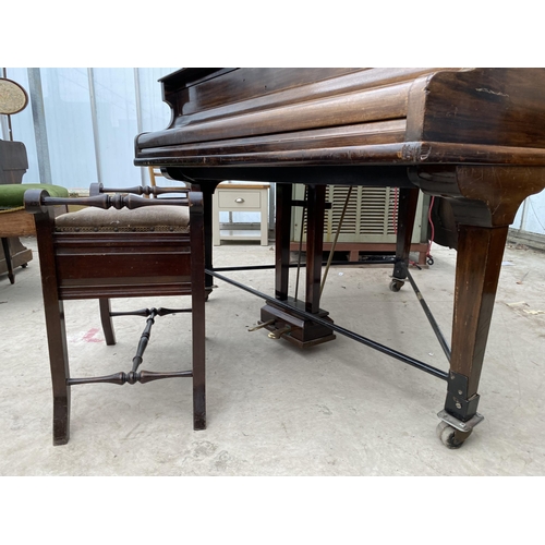 2468 - A MAHOGANY BABY GRAND PIANO 'MONINGTON & WESTON' NO.53694 AND A PIANO STOOL