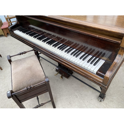 2468 - A MAHOGANY BABY GRAND PIANO 'MONINGTON & WESTON' NO.53694 AND A PIANO STOOL