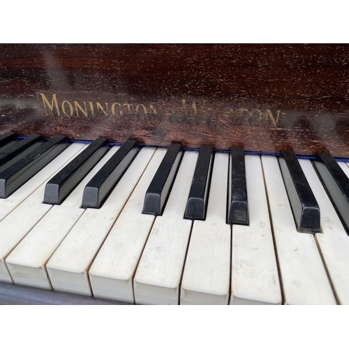 2468 - A MAHOGANY BABY GRAND PIANO 'MONINGTON & WESTON' NO.53694 AND A PIANO STOOL