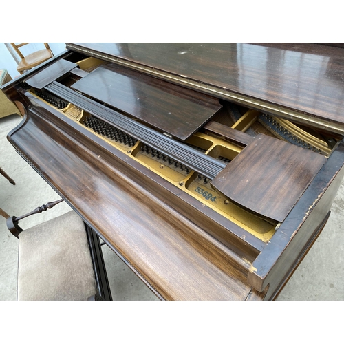 2468 - A MAHOGANY BABY GRAND PIANO 'MONINGTON & WESTON' NO.53694 AND A PIANO STOOL