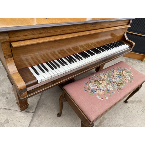 2473 - A COLLARD & COLLARD BABY GRAND PIANO BEARING NUMBER T88622 AND DUET STOOL WITH TAPESTRY TOP AND CABR... 