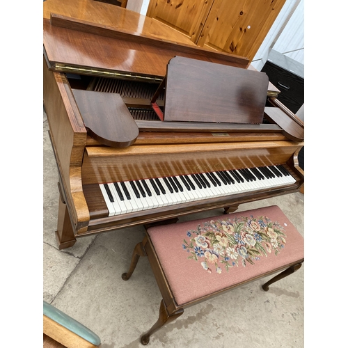 2473 - A COLLARD & COLLARD BABY GRAND PIANO BEARING NUMBER T88622 AND DUET STOOL WITH TAPESTRY TOP AND CABR... 