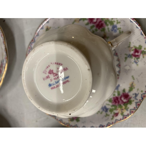 229 - A QUANTITY OF CHINA CUPS, SAUCERS, ETC TO INCLUDE ROYAL ALBERT 'PETIT POINT'