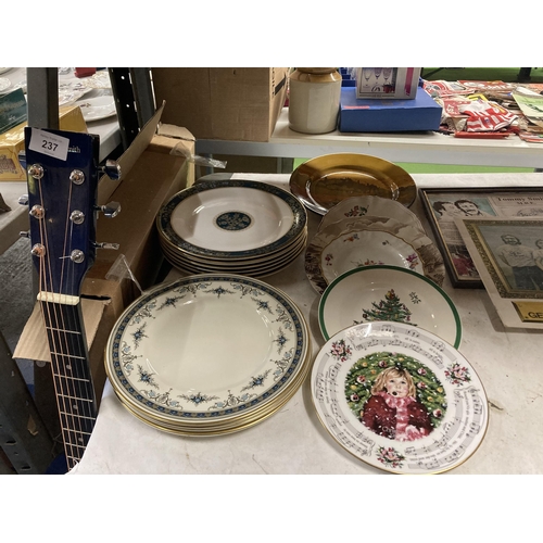 238 - A QUANTITY OF CHINA PLATES TO INCLUDE MINTON 'GRASMERE' DINNER PLATES, ROYAL DOULTON 'CARLYLE' DINNE... 