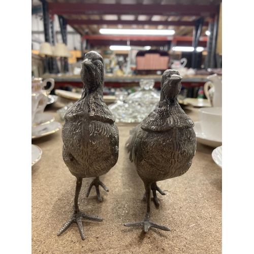 255 - TWO SILVER PLATED PHEASANTS