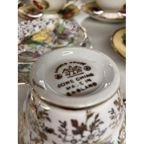 924 - A COLLECTION OF QUEEN'S CHINA FRUIT SERIES DUO'S TOGETHER WITH CRINOLINE LADY TRIO'S, ROYAL ALBERT T... 