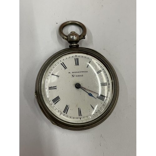 593 - AN R HELLIWELL No.86013 MARKED FINE SILVER LADIES POCKET WATCH