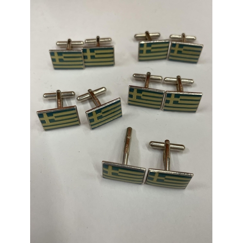 742 - FIVE PAIRS OF SILVER AND ENAMEL CUFFLINKS