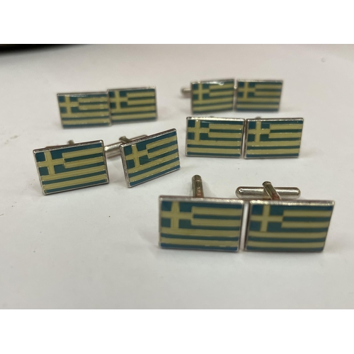 742 - FIVE PAIRS OF SILVER AND ENAMEL CUFFLINKS