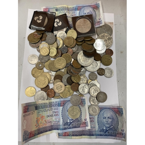 746 - A LARGE QUANTITY OF VARIOUS COINS AND NOTES