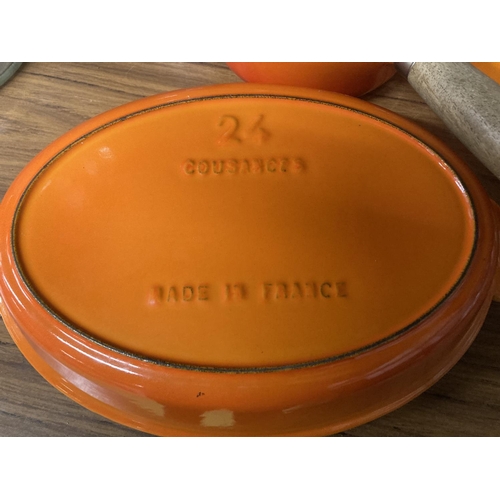 1025 - THREE FRENCH COOKING POTS TO INCLUDE LE CREUSET