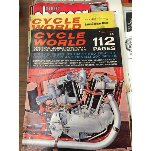 1047 - SIX VINTAGE AMERICAN MOTORCYCLE MAGAZINES TO INCLUDE - CHOPPERS AND CYCLE WORLD FROM THE 1960'S AND ... 