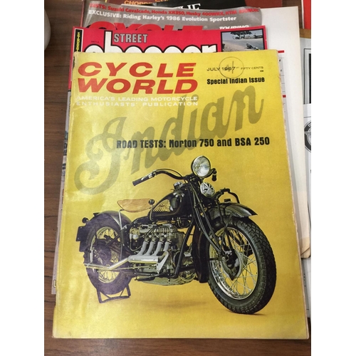 1047 - SIX VINTAGE AMERICAN MOTORCYCLE MAGAZINES TO INCLUDE - CHOPPERS AND CYCLE WORLD FROM THE 1960'S AND ... 