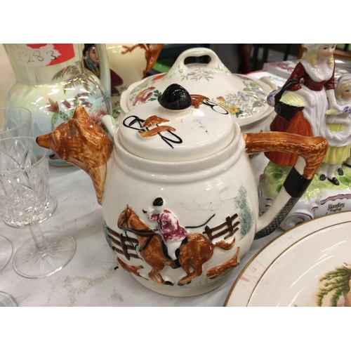 1051 - A QUANTITY OF CERAMICS TO INCLUDE A YARDLEY ENGLISH LAVENDER CERAMIC GROUP, PHEASANT PLATES, FOX THE... 