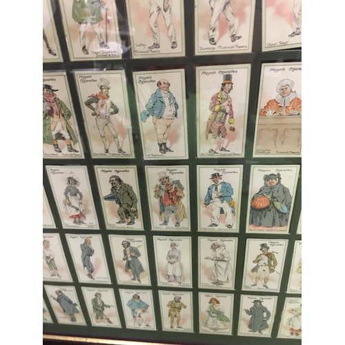 1064 - TWO FRAMED SETS OF CIGARETTE CARDS - DICKENS CHARACTERS AND FAMOUS FILM SCENES