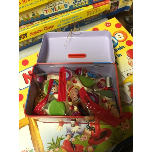 1096 - THREE NODDY SWEET TINS AND FOUR M&M FIGURES, THREE NODDY FIGURES AND A FOAM CAR AND A QUANTITY OF NU... 