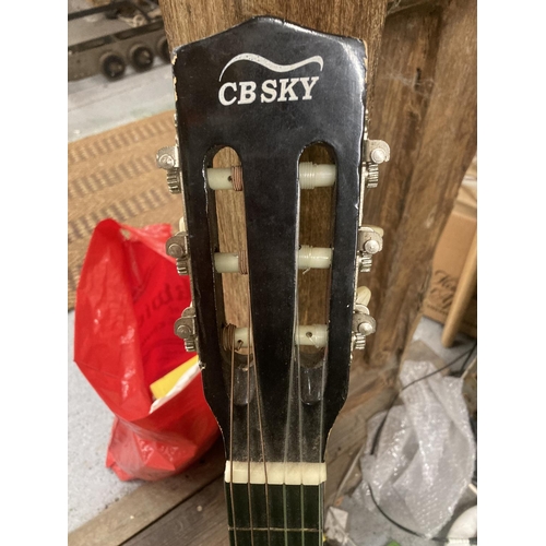 1108 - A BLACK CB FRY ACOUSTIC GUITAR