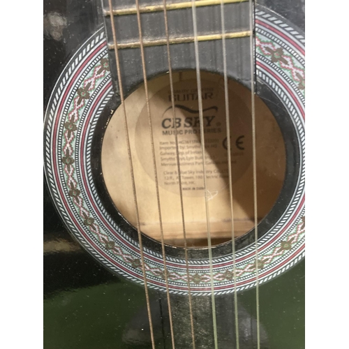 1108 - A BLACK CB FRY ACOUSTIC GUITAR