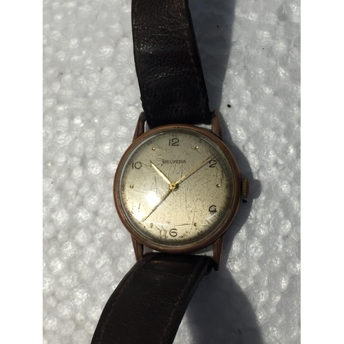 732 - A 9CT GOLD VINTAGE HELVETIA WRISTWATCH