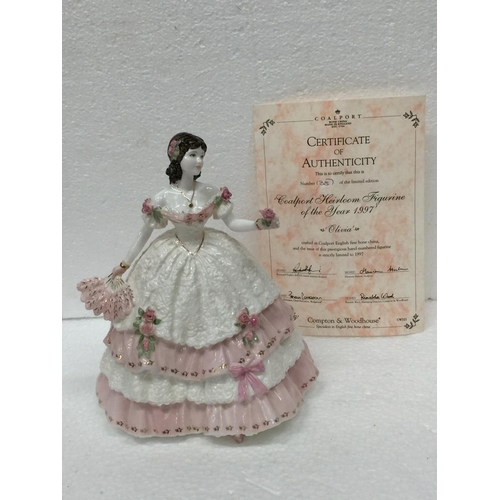 764 - A COALPORT HEIRLOOM FIGURINE OF THE YEAR 1997 'OLIVIA' LIMITED EDITION