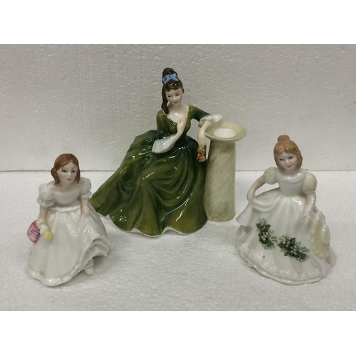 766 - THREE ROYAL DOULTON FIGURES TO INCLUDE SECRET THOUGHTS HN 2382, LYNSEY HN 3043 AND FIGURE OF THE MON... 