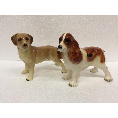 769 - A LARGE COOPERCRAFT SPANIEL TOGETHER WITH A CERAMIC LABRADOR