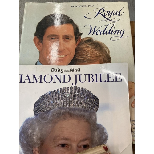 950 - FOUR ROYALTY RELATED BOOKS - THE ROYAL WEDDING, DIAMOND JUBILEE, HAPPY AND GLORIOUS AND QUEEN ELIZAB... 