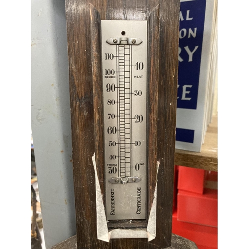 956 - A MAHOGANY CASED BAROMETER BY T B HEATH AND SON LTD, LEICESTER