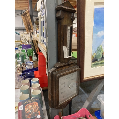 956 - A MAHOGANY CASED BAROMETER BY T B HEATH AND SON LTD, LEICESTER