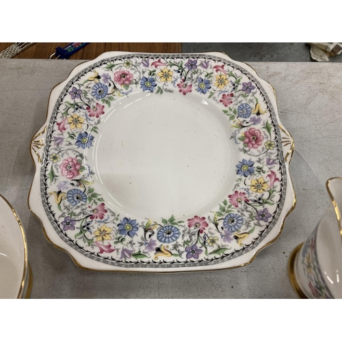 961 - AN IMPERIAL CHINA TEASET WITH FLORAL DESIGN TO INCLUDE A CAKE PLATE, SUGAR BOWL, CREAM JUG, CUPS, SA... 