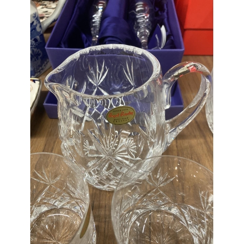 982 - A QUANTITY OF BOXED GLASSWARE TO INCLUDE ROYAL BRIERLEY TUMBLERS, WINE GLASSES, DECANTER, ETC