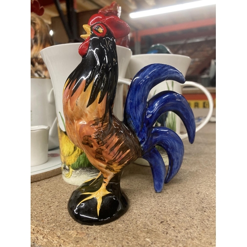 995 - A QUANTITY OF COCKEREL AND HEN THEMED ITEMS TO INCLUDE CUPS, HEN CROCK, FIGURES, ETC