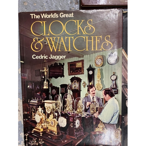 507 - THREE BOOKS TO INCLUDE THE COMPLETE HANDGUN, HISTORY OF GUNS AND CLOCKS AND WATCHES