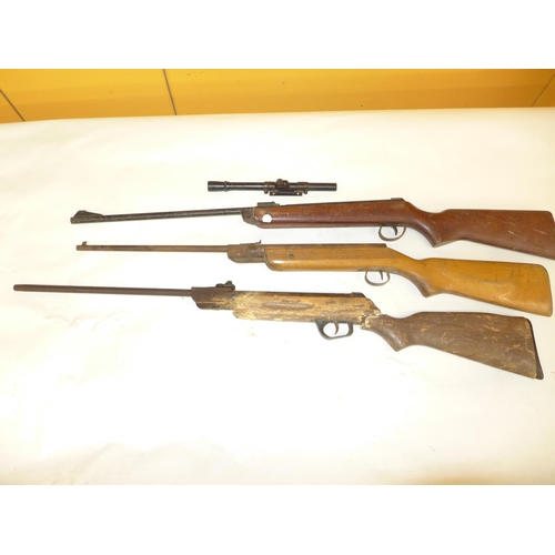 439 - THREE AIR RIFLES FOR RESTORATION, .22 BSA METEOR, PLUS TWO FURTHER AND A TELESCOPIC SIGHT (4)