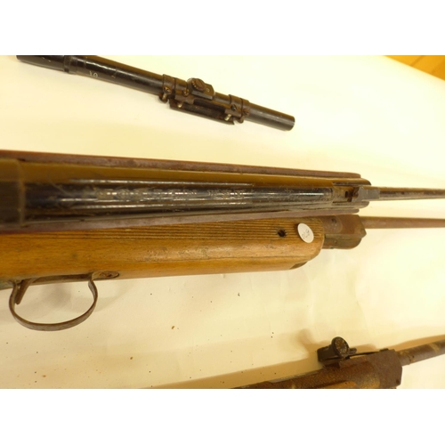 439 - THREE AIR RIFLES FOR RESTORATION, .22 BSA METEOR, PLUS TWO FURTHER AND A TELESCOPIC SIGHT (4)