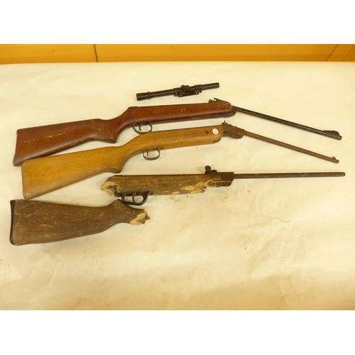 439 - THREE AIR RIFLES FOR RESTORATION, .22 BSA METEOR, PLUS TWO FURTHER AND A TELESCOPIC SIGHT (4)